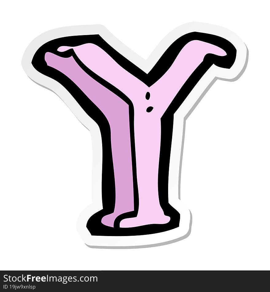 Sticker Of A Cartoon Letter Y