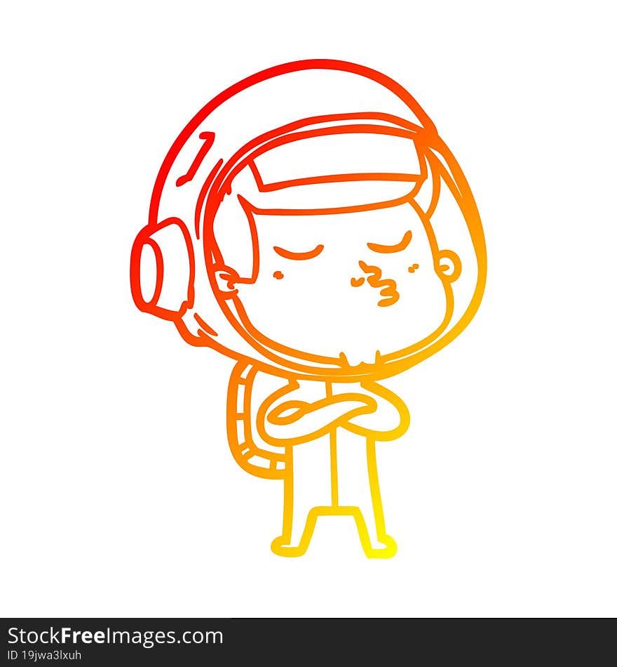 warm gradient line drawing cartoon confident astronaut