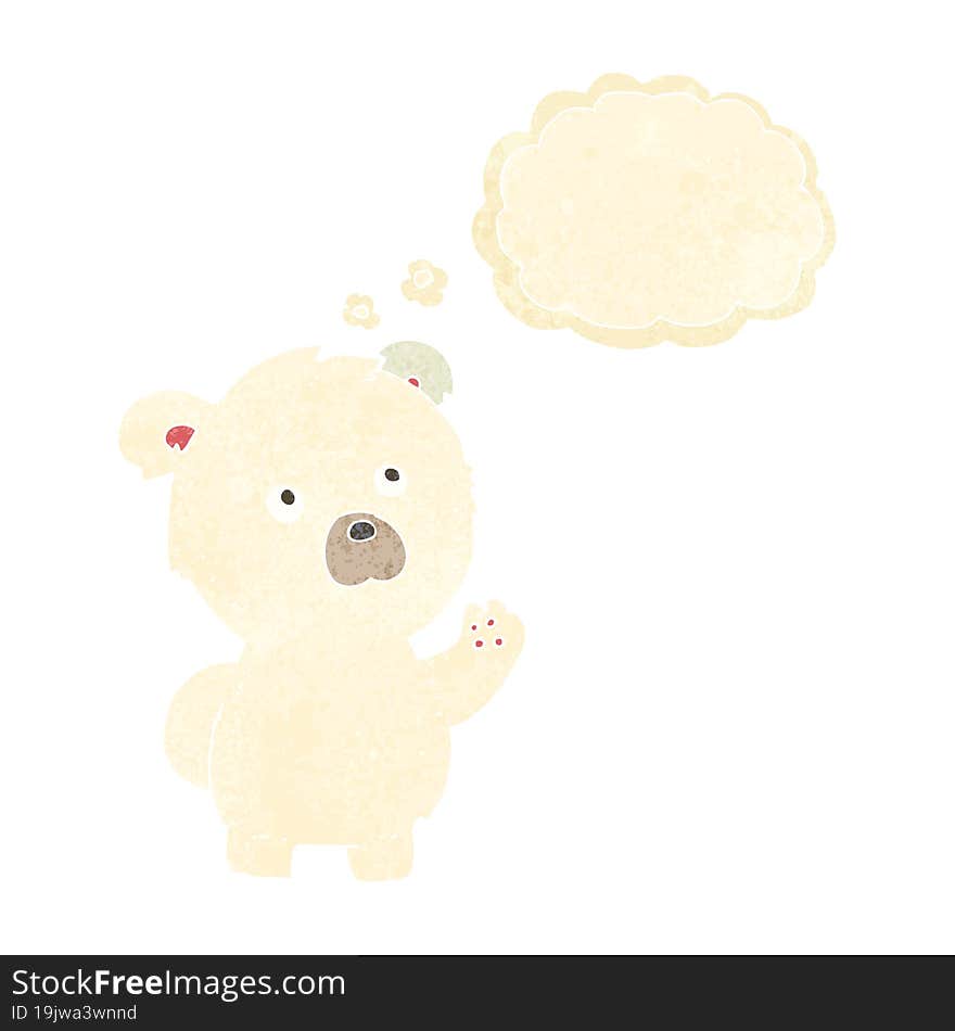 Cartoon Waving Polar Bear With Thought Bubble