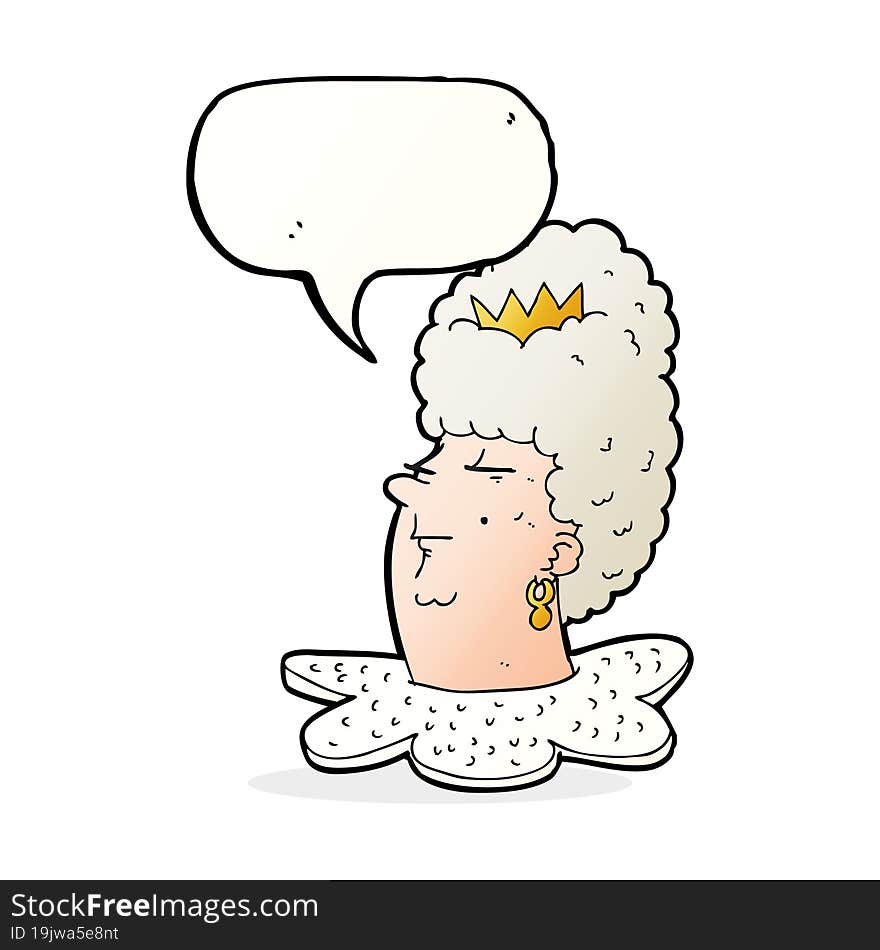 cartoon queen\'s head with speech bubble