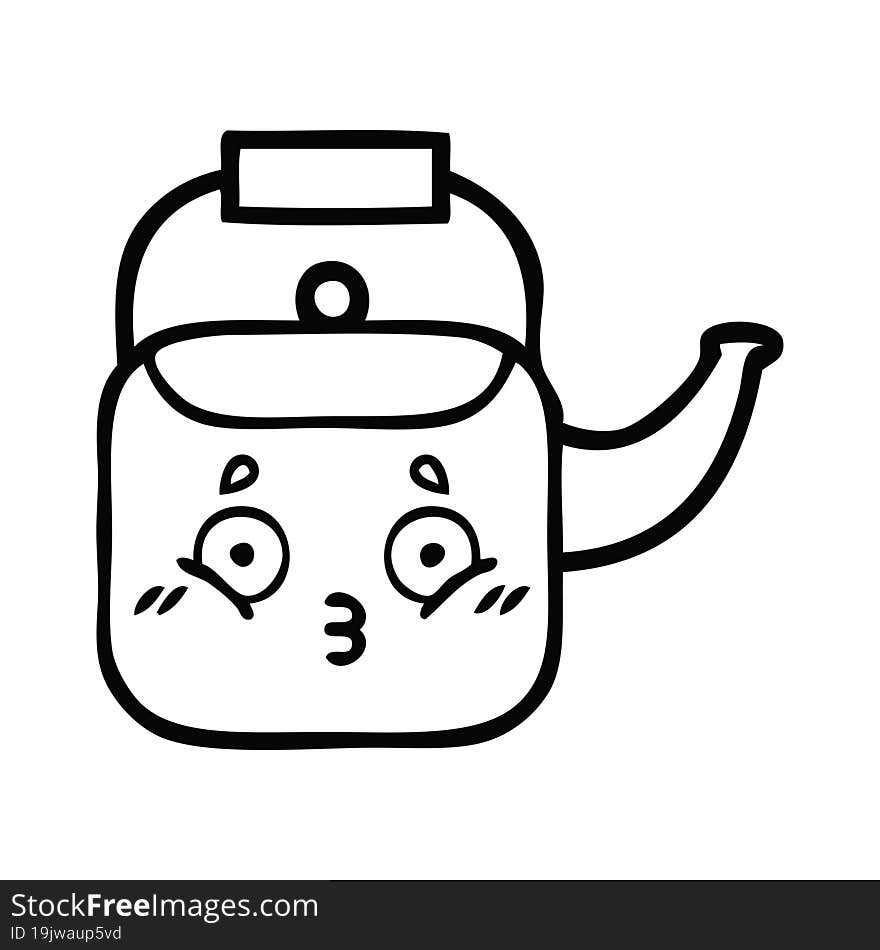 Line Drawing Cartoon Kettle