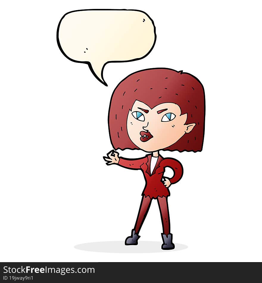 Cartoon Vampire Girl With Speech Bubble