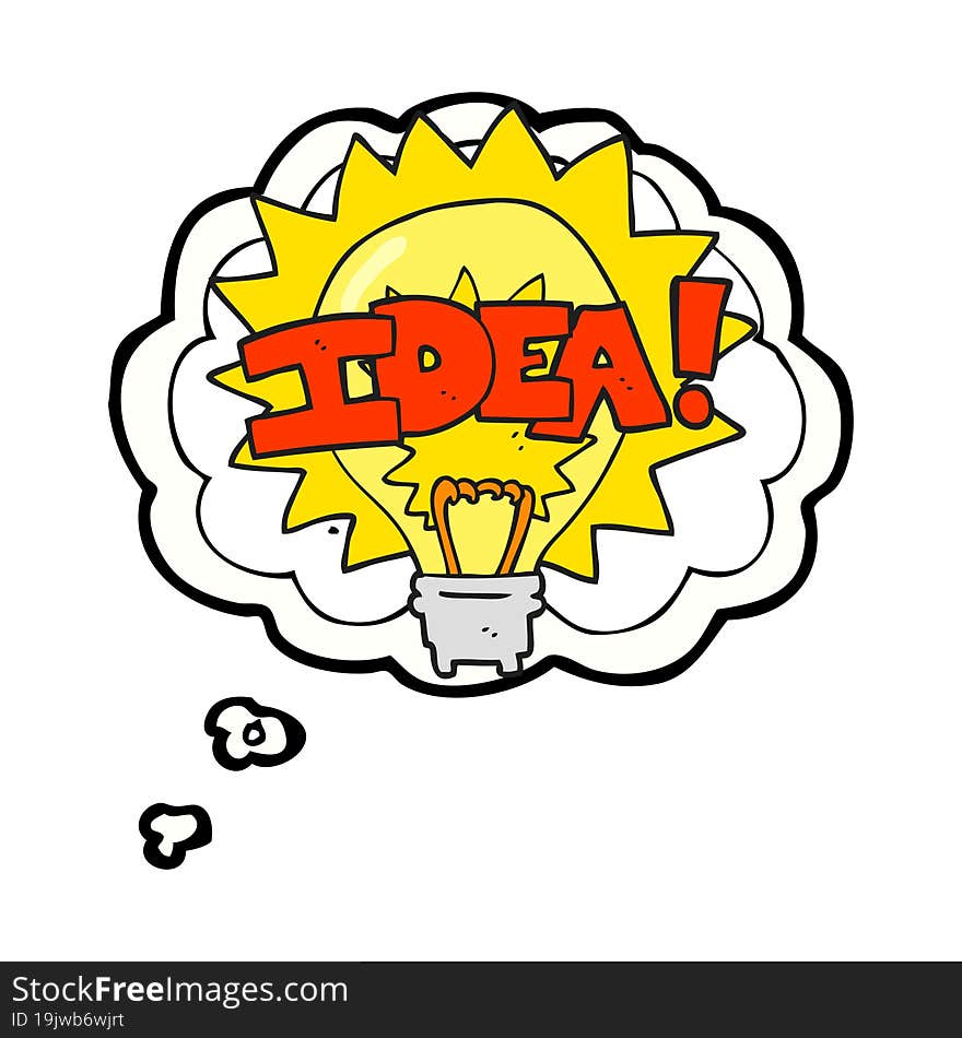 freehand drawn thought bubble cartoon idea light bulb symbol