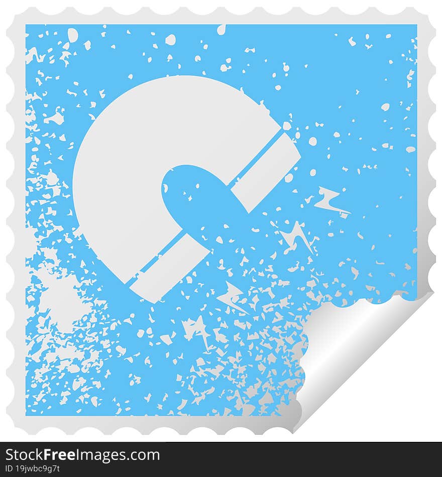 distressed square peeling sticker symbol magnet