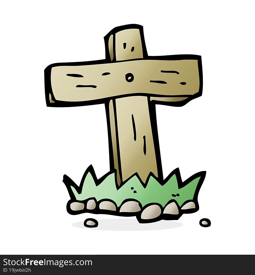 cartoon wooden cross grave