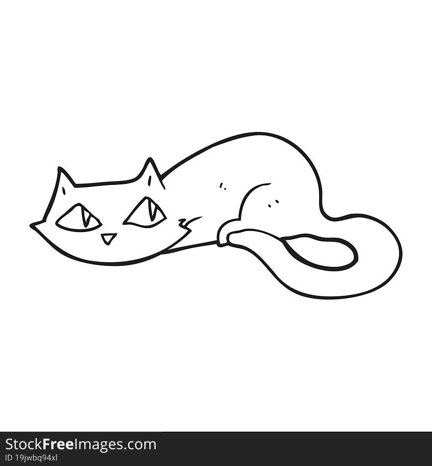 Black And White Cartoon Cat