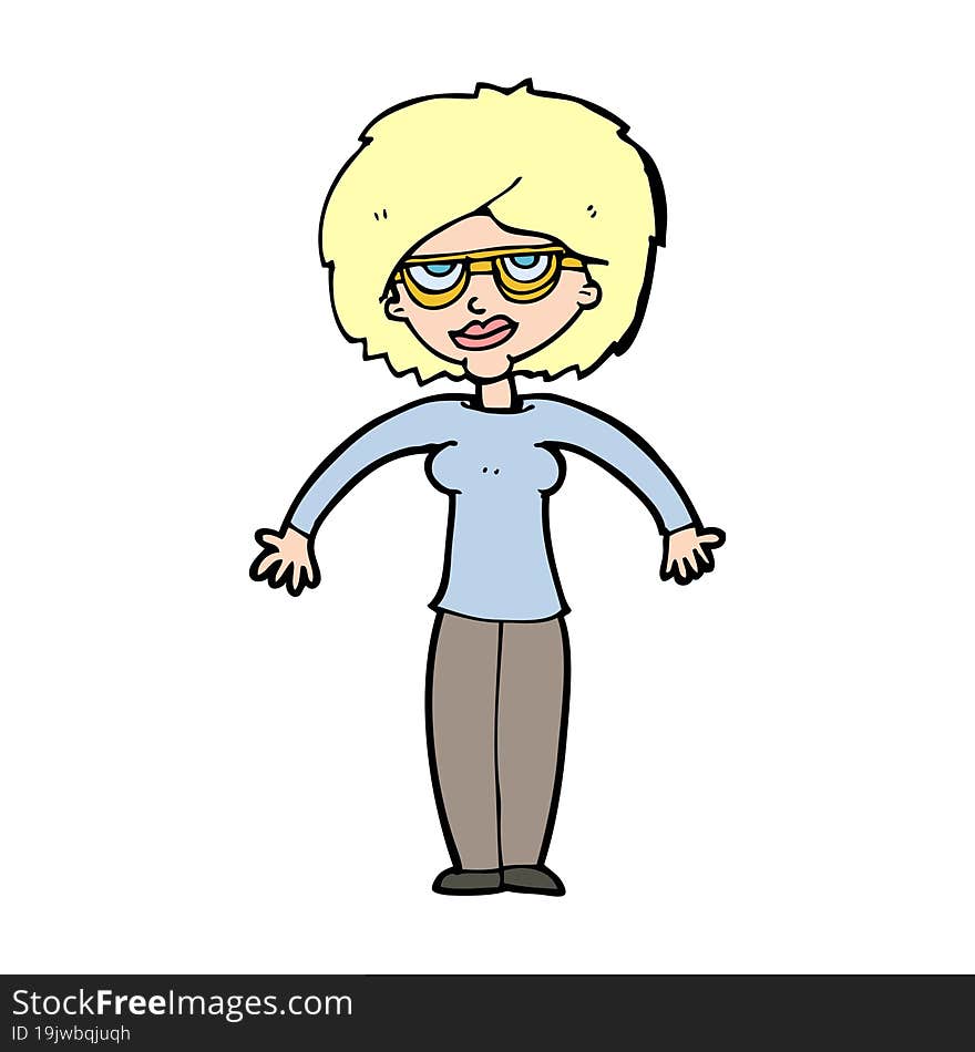 Cartoon Woman Shrugging Shoulders