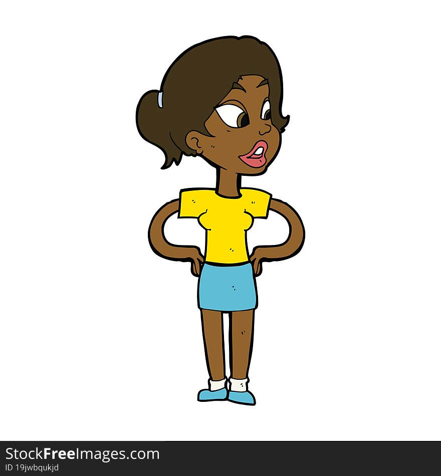 Cartoon Woman With Hands On Hips