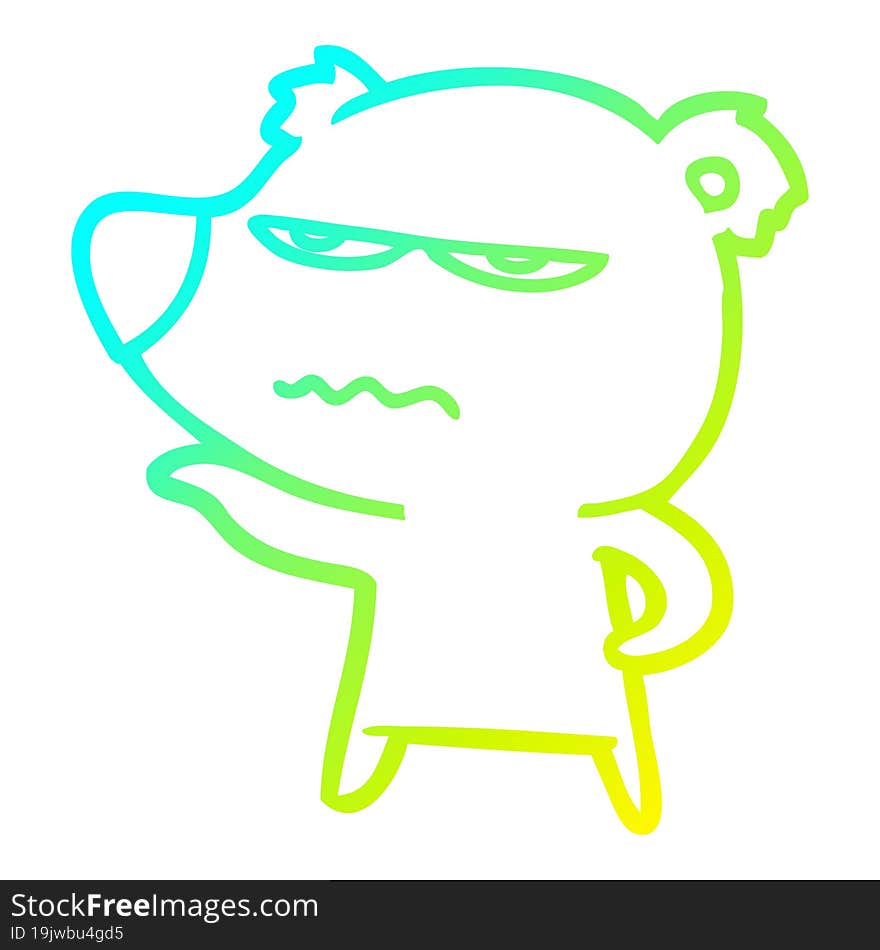 cold gradient line drawing of a angry bear cartoon