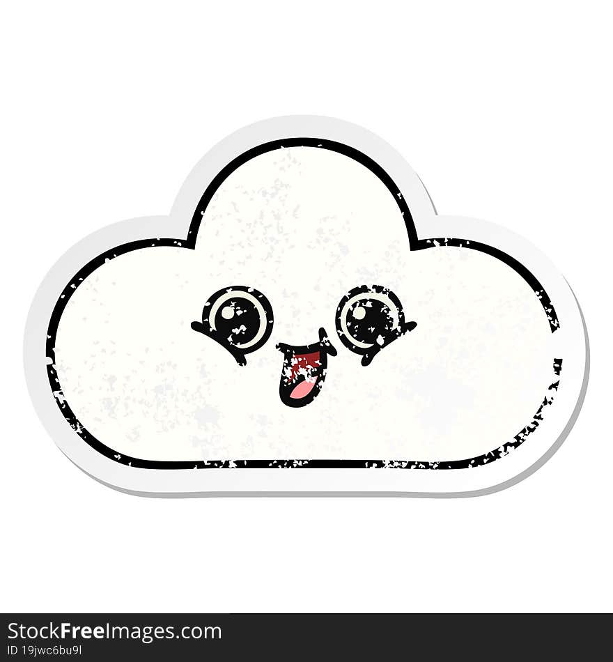 Distressed Sticker Of A Cute Cartoon Cloud