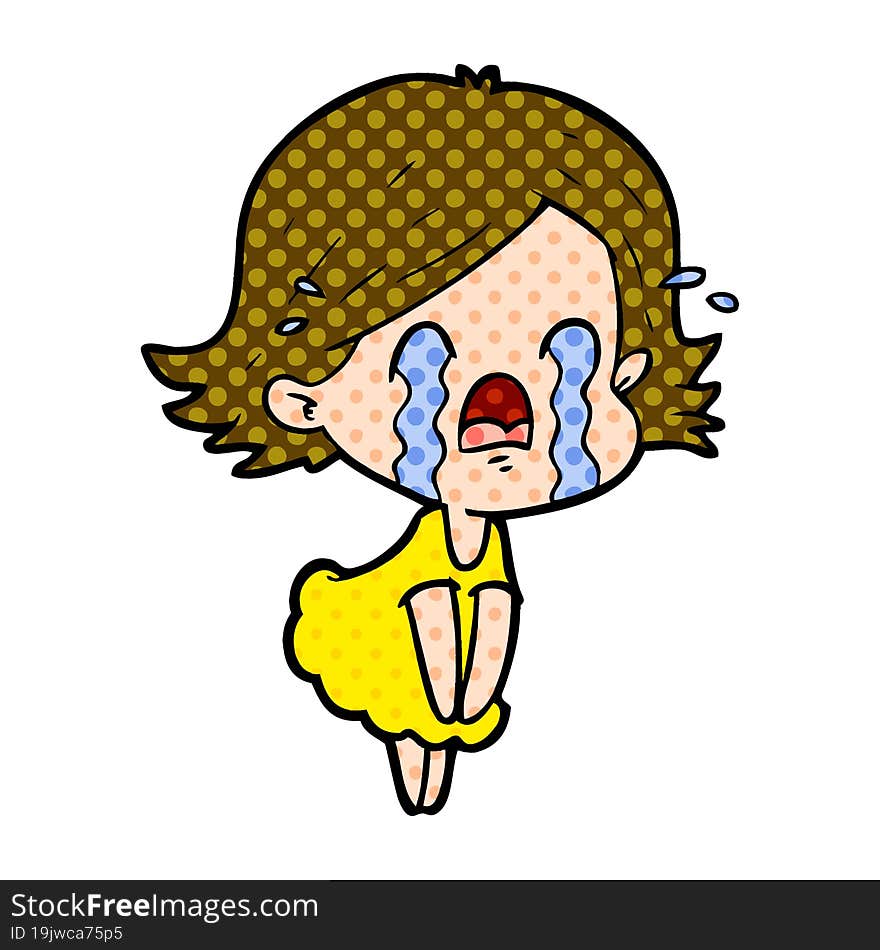 cartoon woman crying. cartoon woman crying