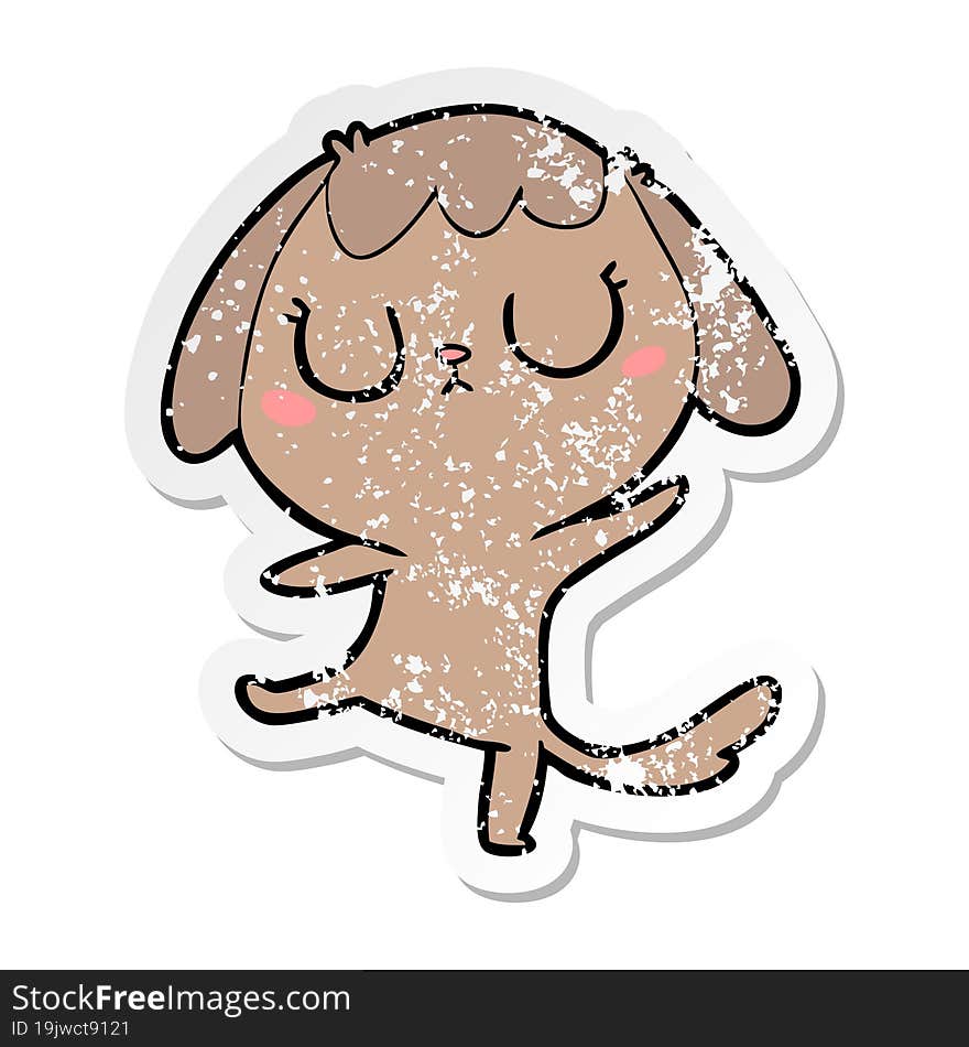 distressed sticker of a cute cartoon dog