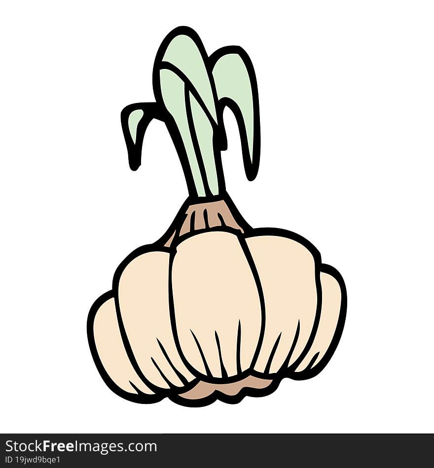 cartoon doodle sprouting garlic