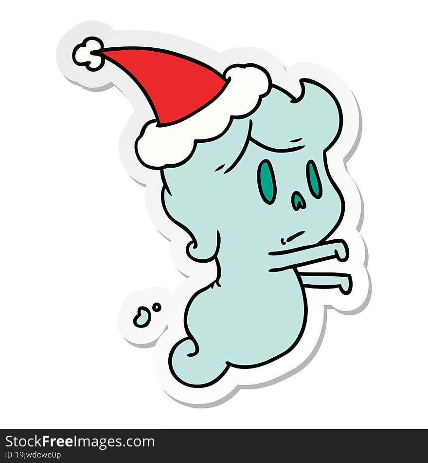 christmas sticker cartoon of kawaii ghost