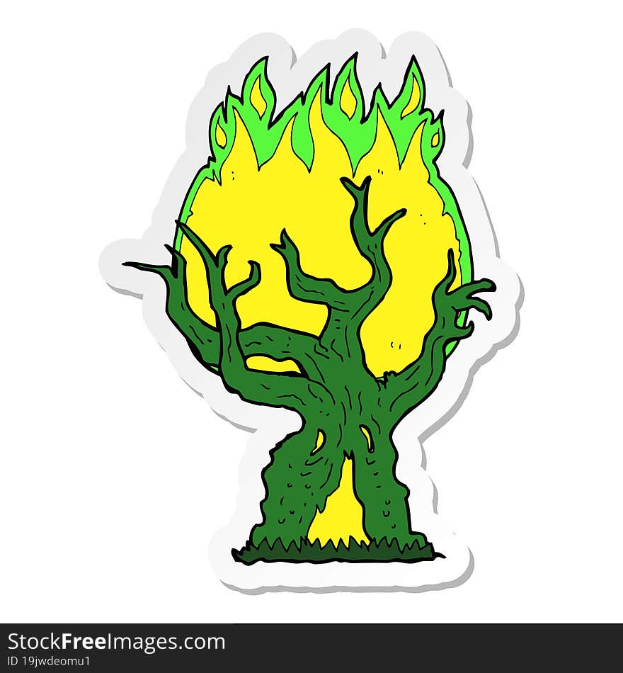 sticker of a cartoon spooky old tree