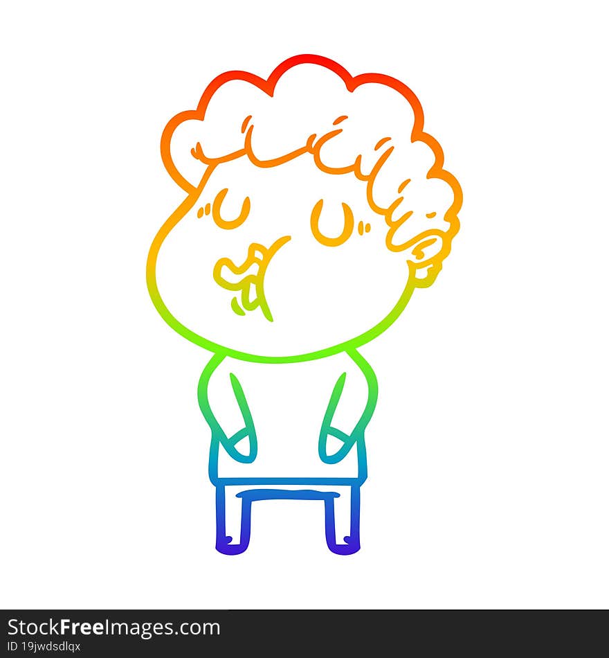 rainbow gradient line drawing cartoon man singing