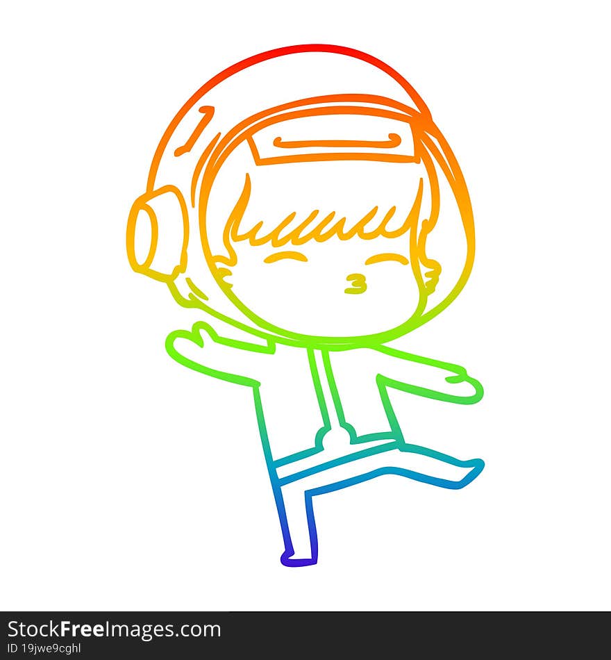 rainbow gradient line drawing cartoon curious astronaut