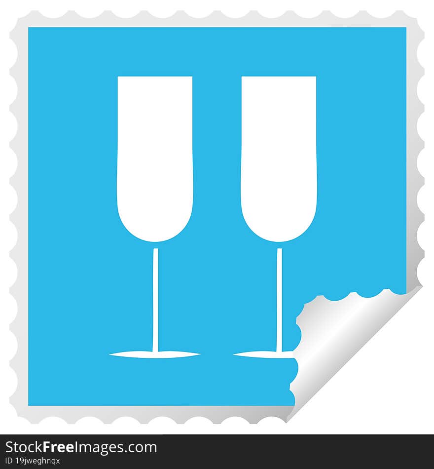 square peeling sticker cartoon champagne flutes