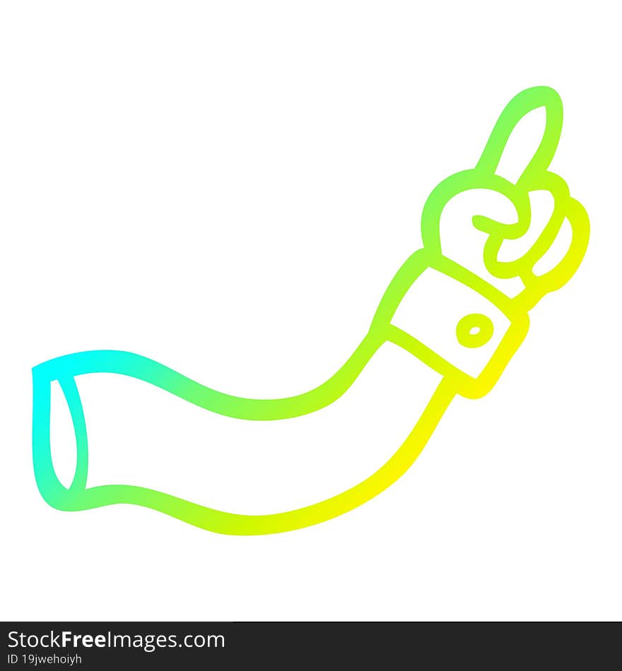 Cold Gradient Line Drawing Cartoon Pointing Arm