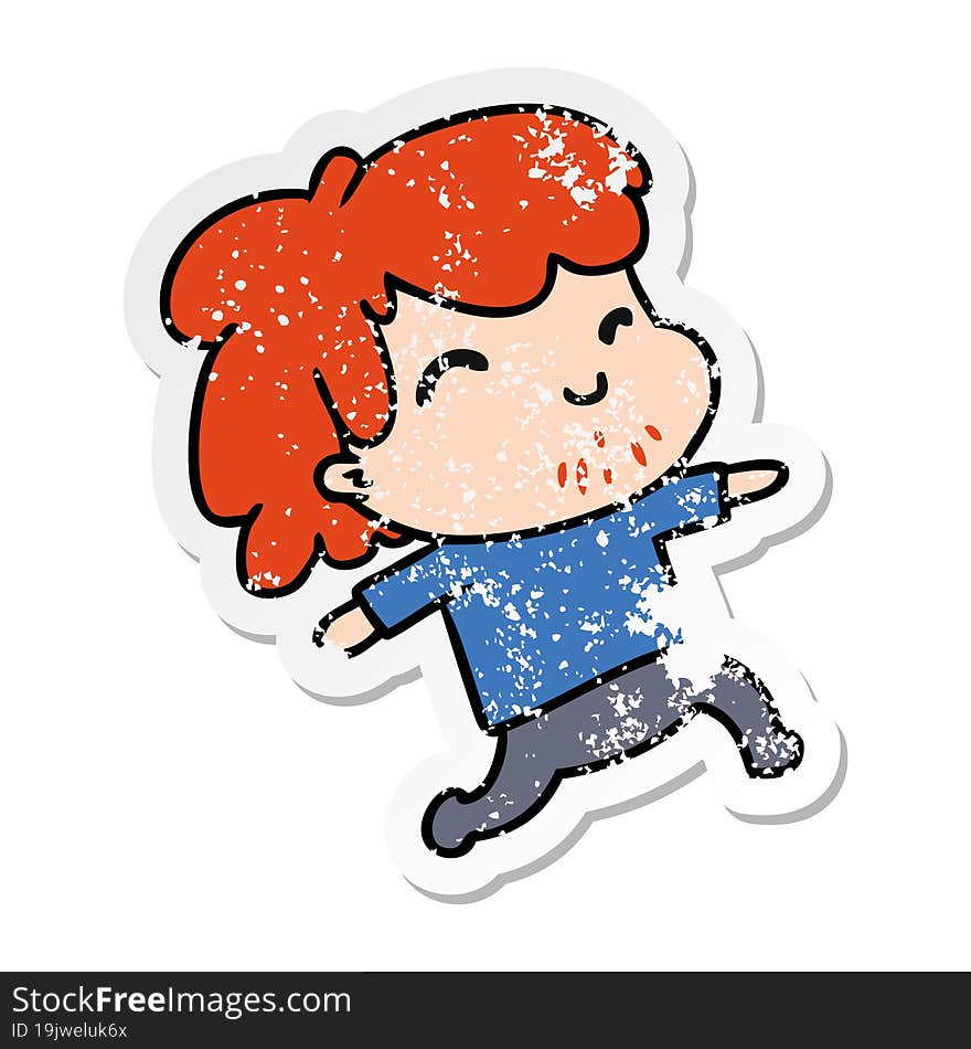 distressed sticker cartoon kawaii boy with stubble