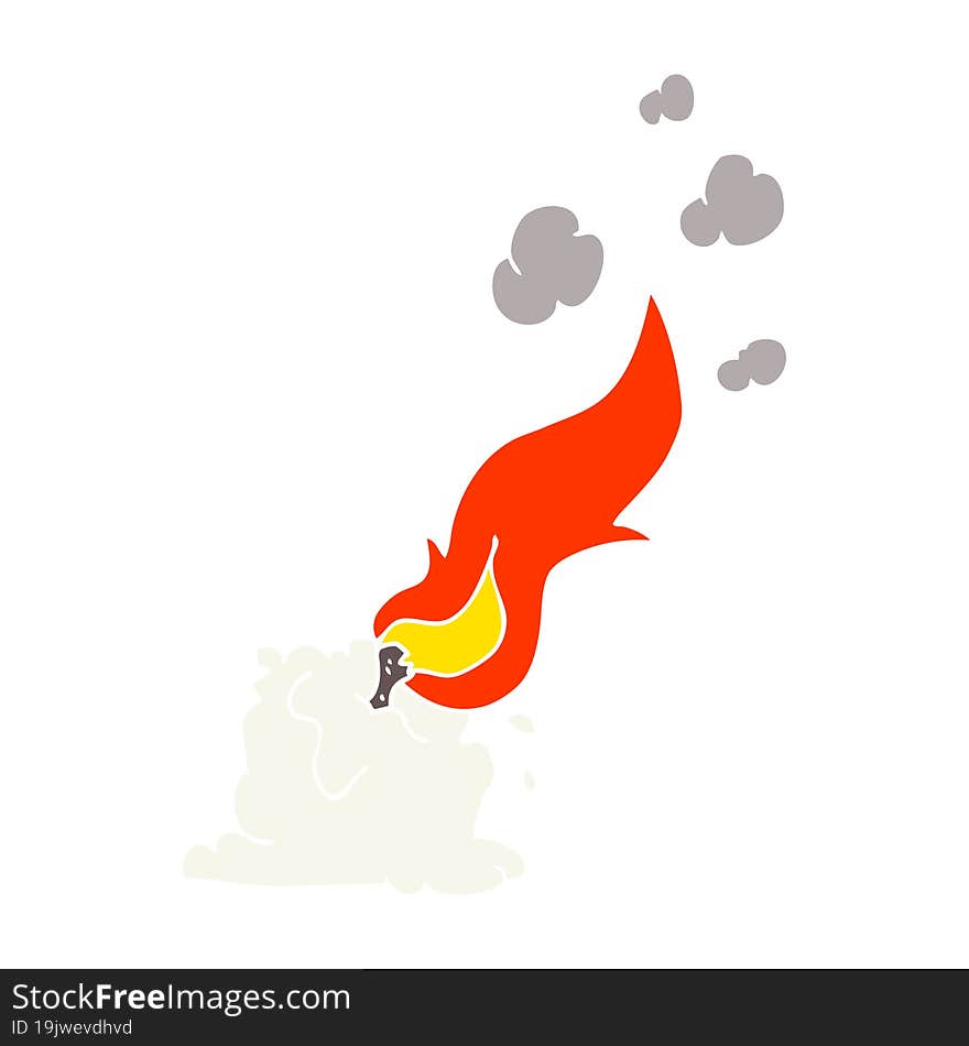 flat color illustration of a cartoon burning candle