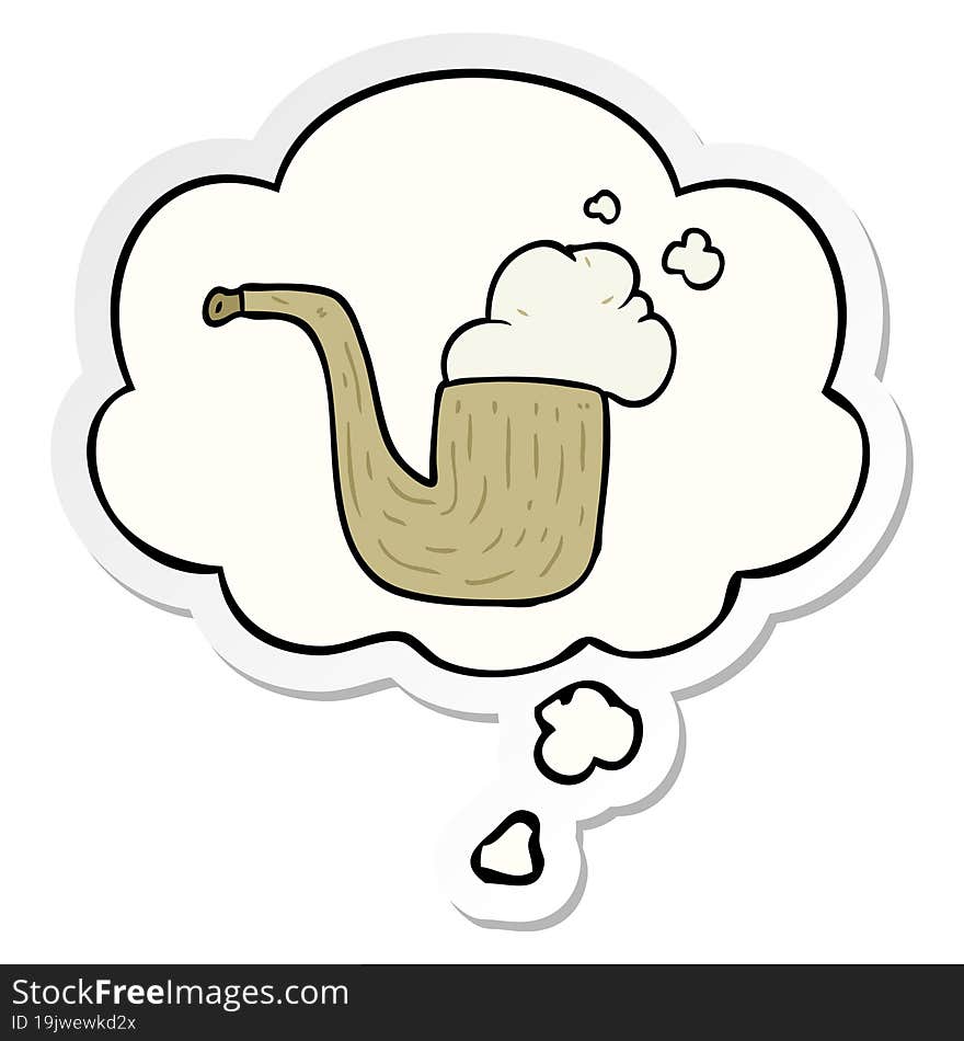 Cartoon Pipe And Thought Bubble As A Printed Sticker