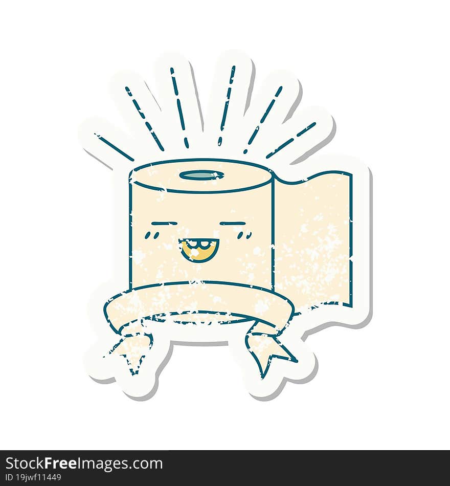 grunge sticker of tattoo style toilet paper character