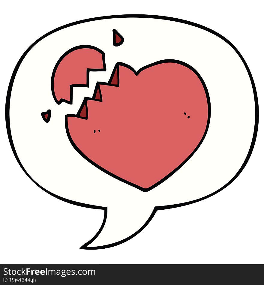 cartoon broken heart and speech bubble