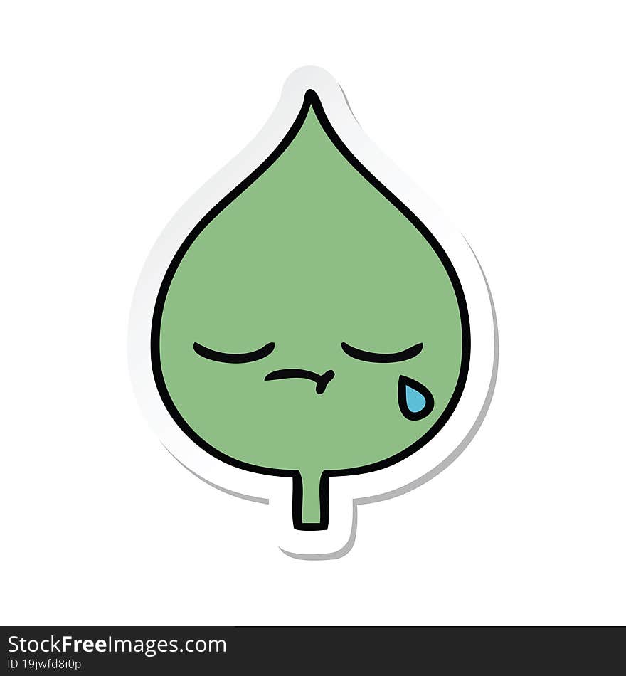 Sticker Of A Cute Cartoon Expressional Leaf