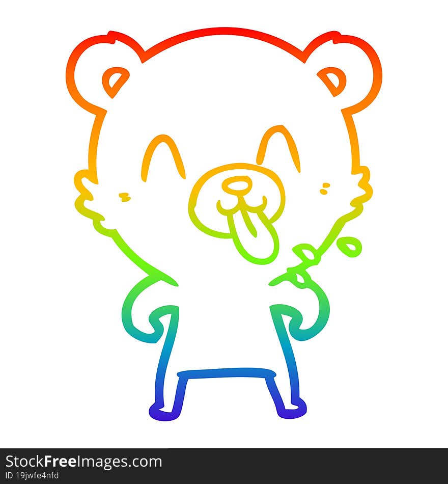 rainbow gradient line drawing rude cartoon bear