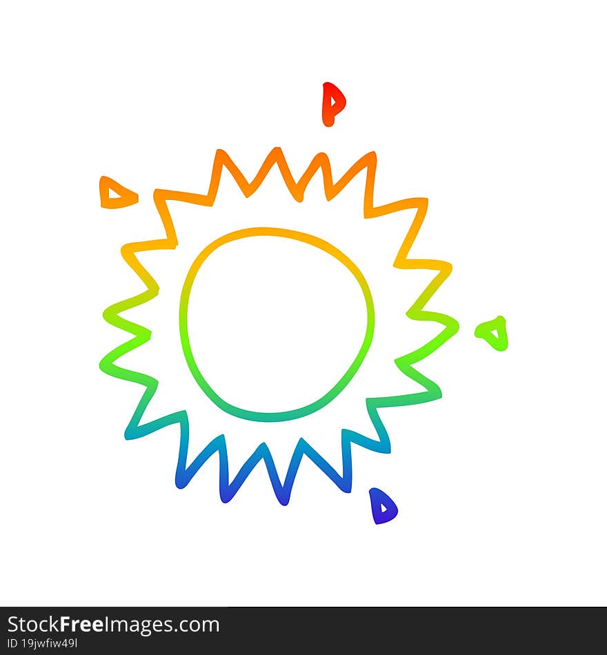 rainbow gradient line drawing cartoon sun