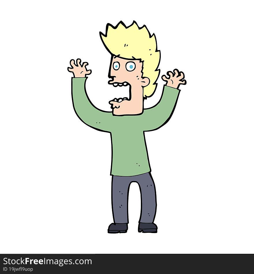 Cartoon Terrified Man