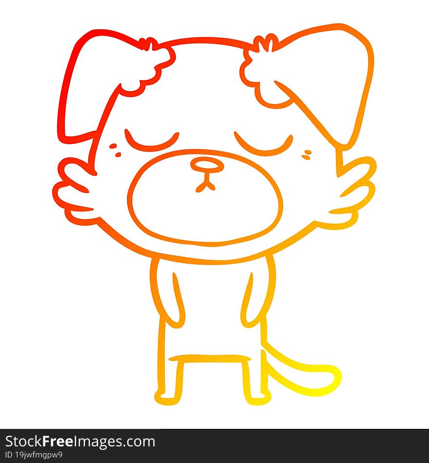 Warm Gradient Line Drawing Cute Cartoon Dog