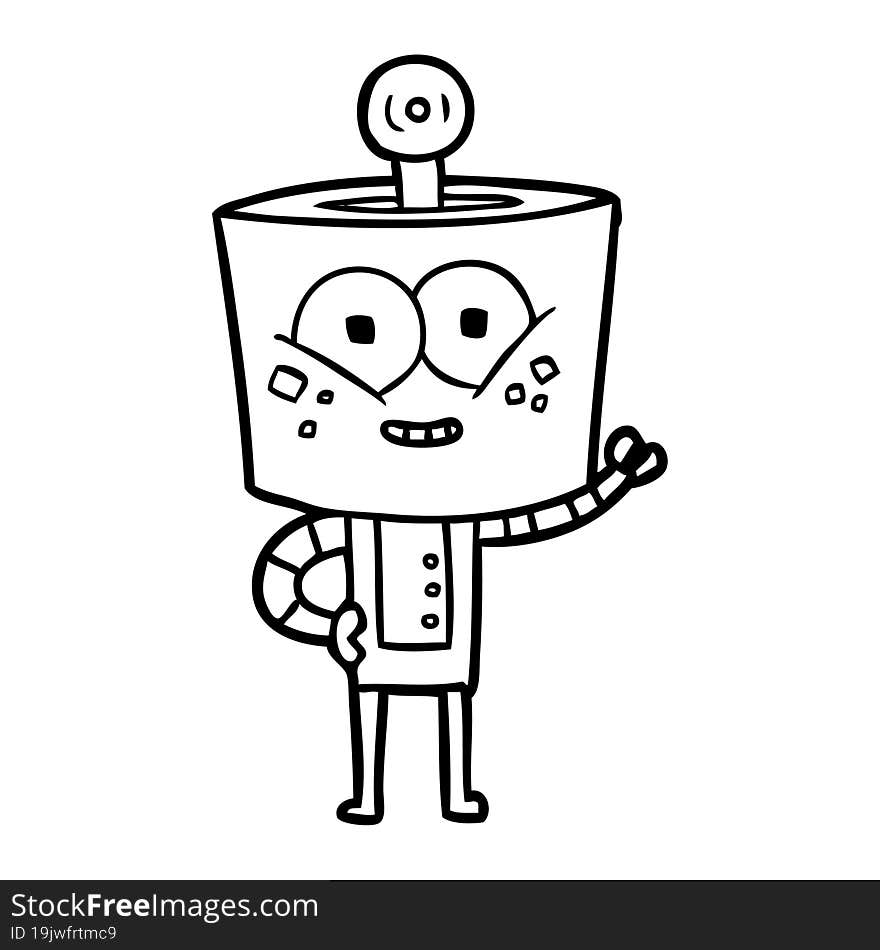 happy cartoon robot. happy cartoon robot