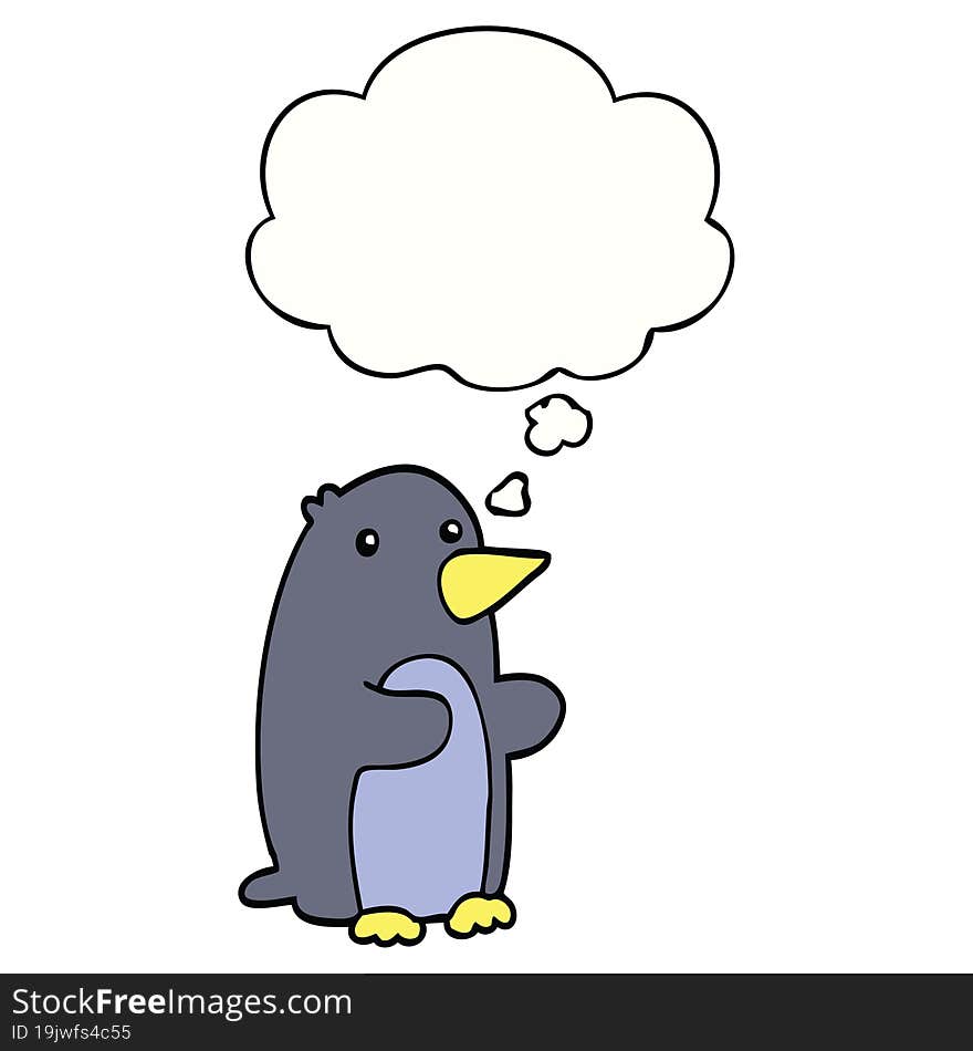 cartoon penguin with thought bubble. cartoon penguin with thought bubble