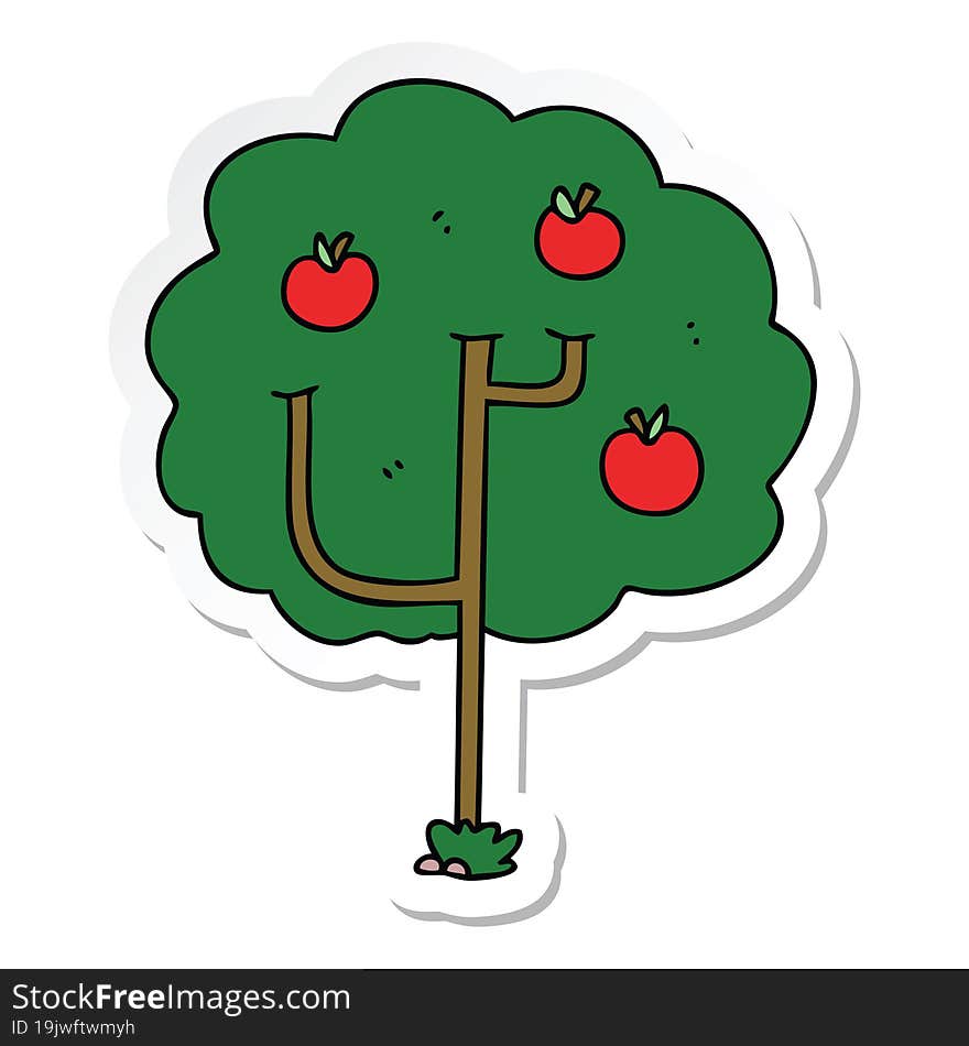 sticker of a quirky hand drawn cartoon tree