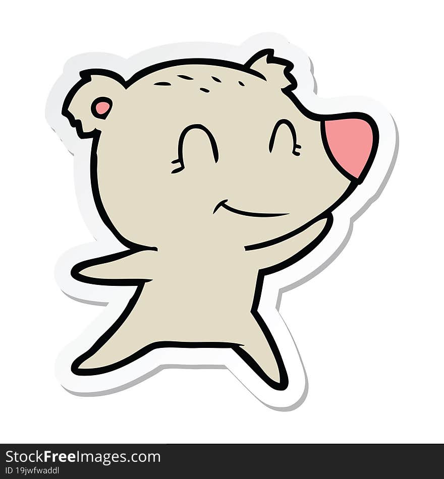 Sticker Of A Friendly Bear Cartoon