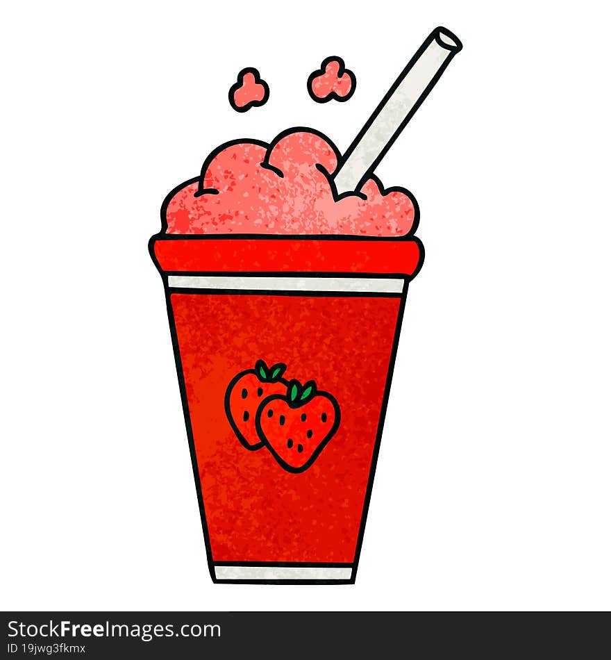 quirky hand drawn cartoon strawberry milkshake