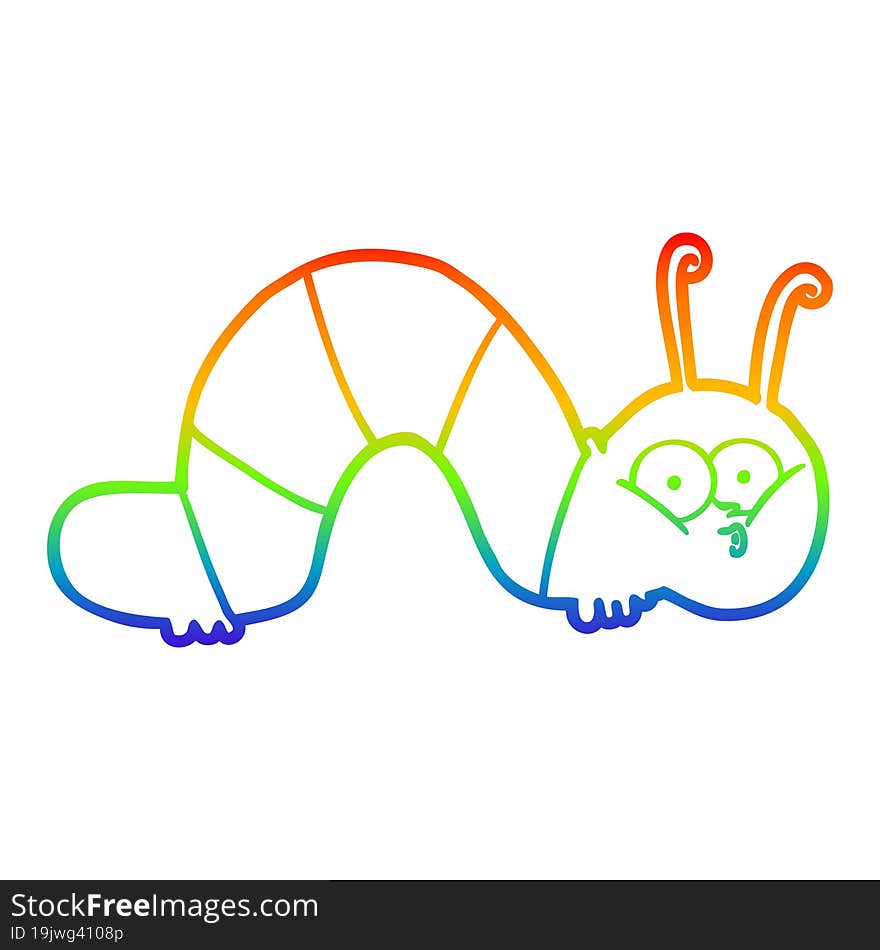 rainbow gradient line drawing cartoon caterpillar