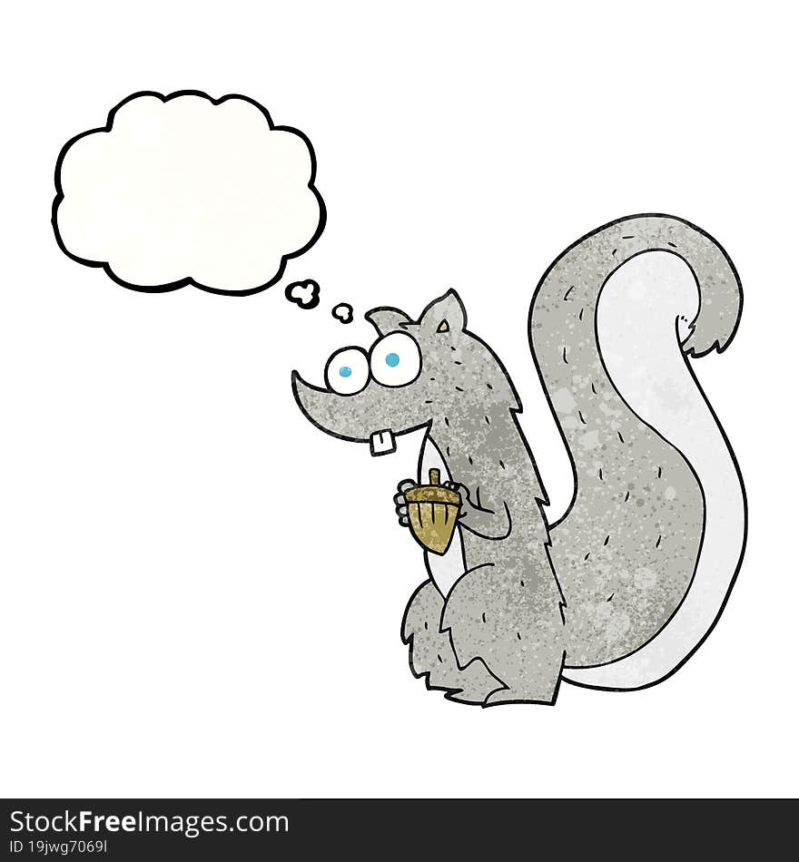 thought bubble textured cartoon squirrel with nut