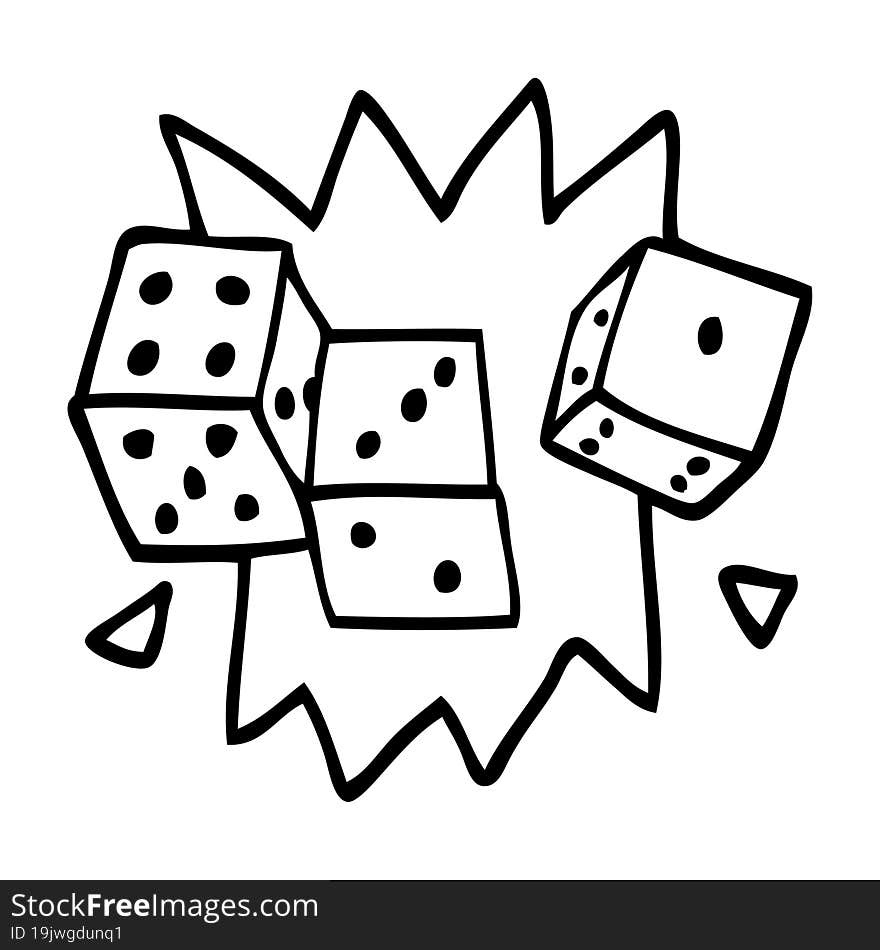 line drawing cartoon lucky dice