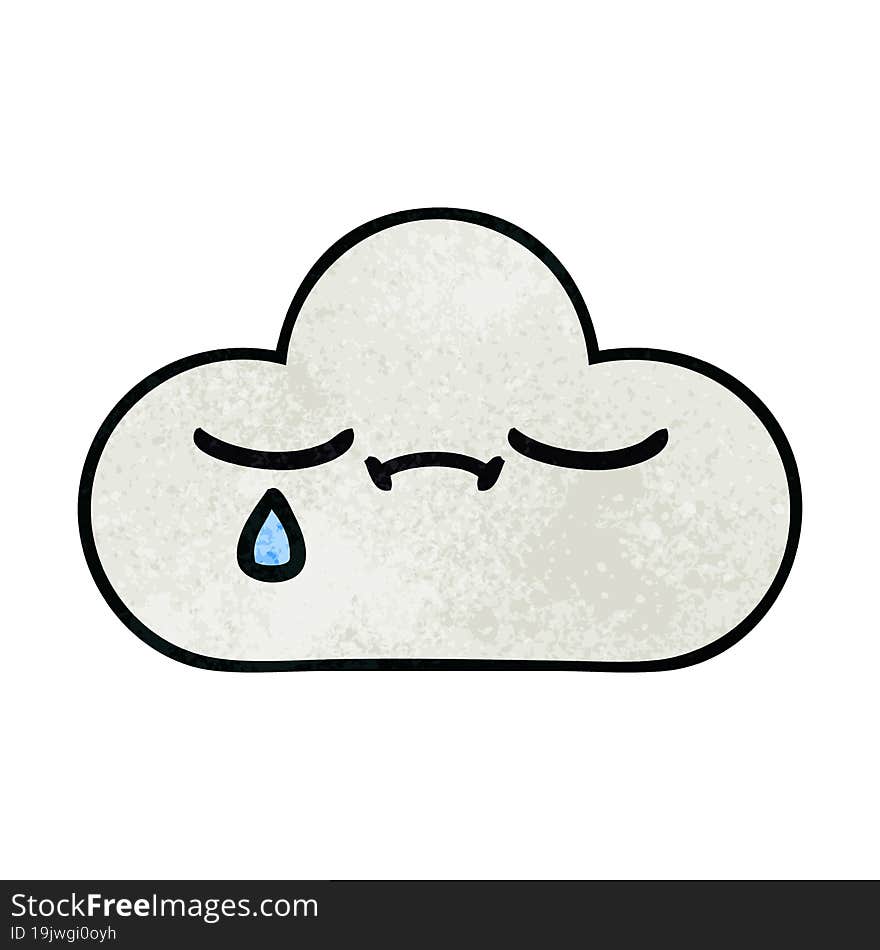 Retro Grunge Texture Cartoon Sad Cloud