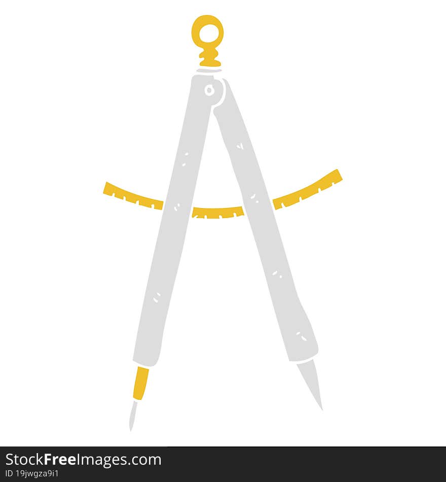 Flat Color Illustration Of A Cartoon Compass