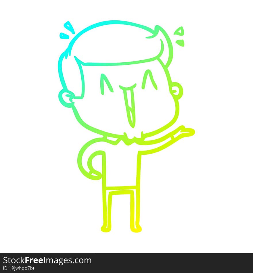 cold gradient line drawing cartoon excited man