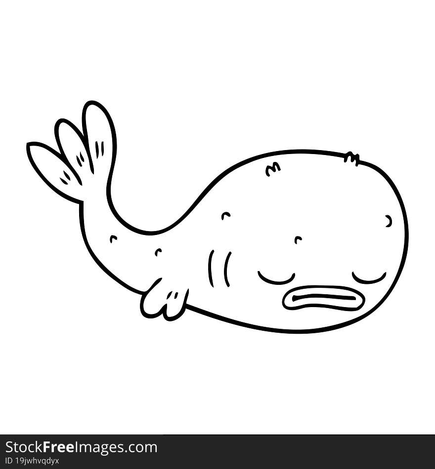 line drawing cartoon of a fish