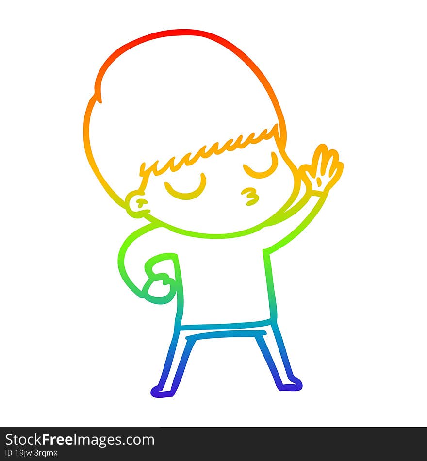 rainbow gradient line drawing cartoon calm boy