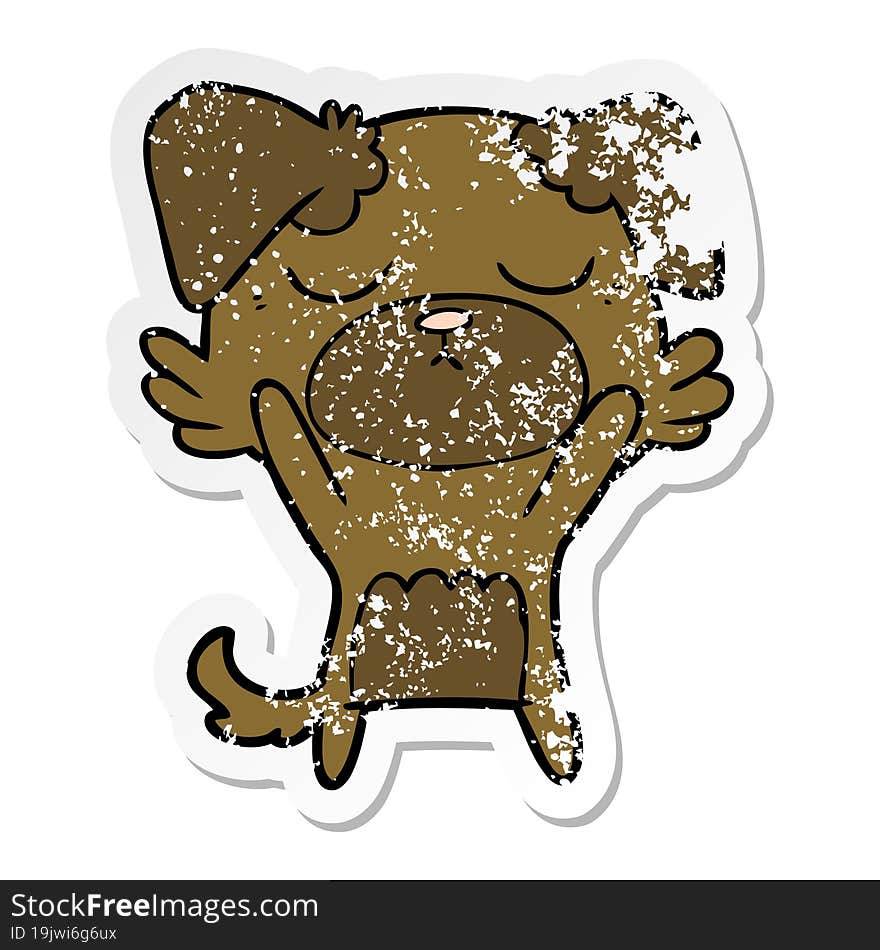 Distressed Sticker Of A Cute Cartoon Dog