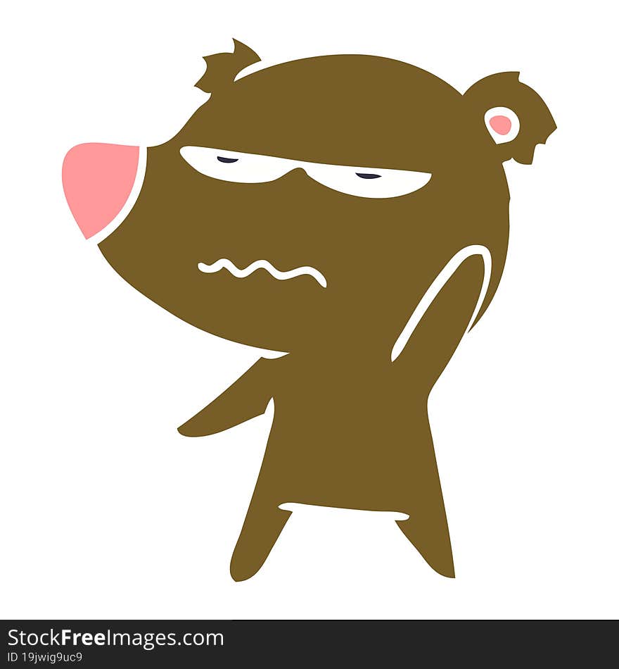 annoyed bear flat color style cartoon