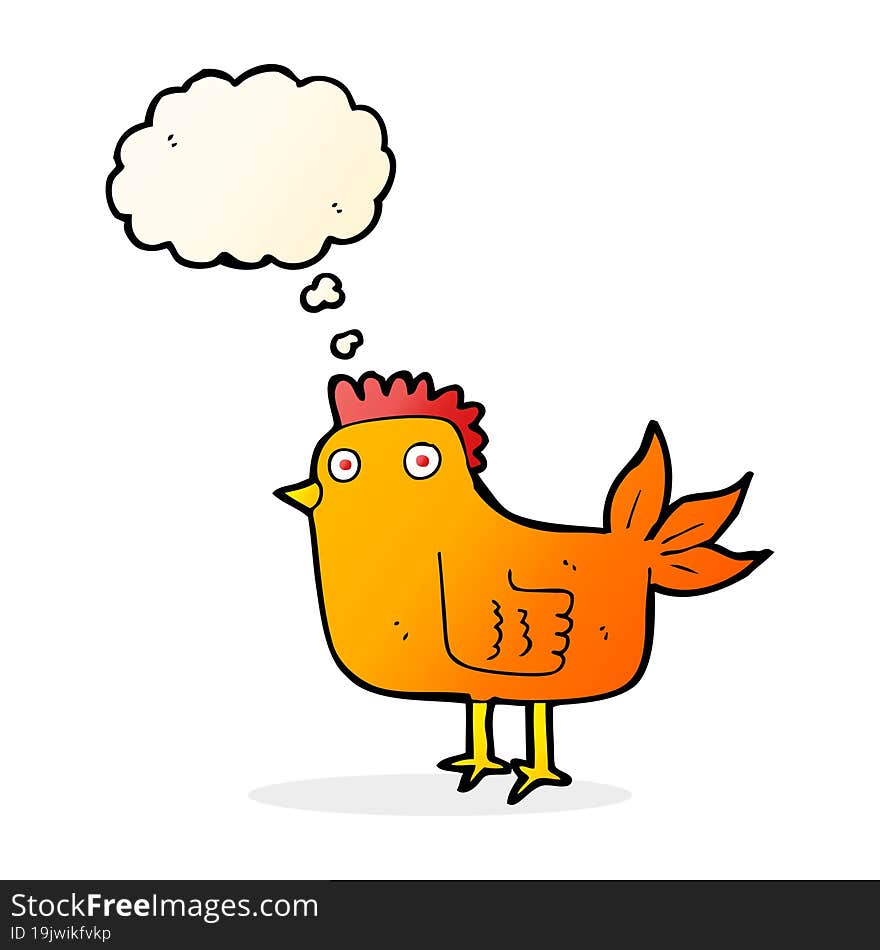 cartoon hen with thought bubble