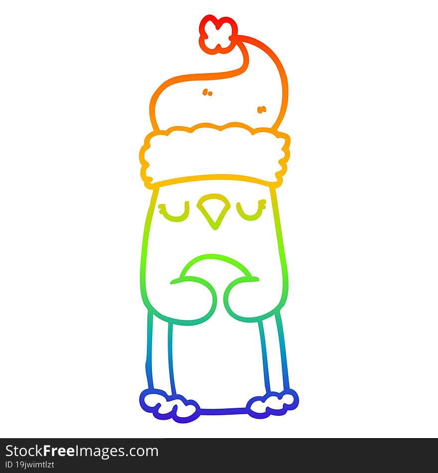 rainbow gradient line drawing cartoon christmas penguin